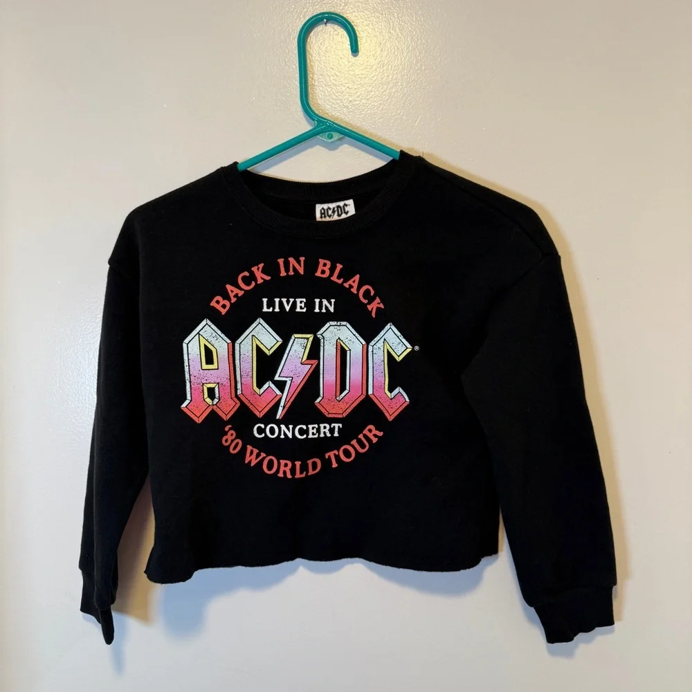 AC/DC Black Cropped Sweatshirt kids size small (6/7) NWOT